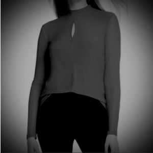 DKNY keyhole front sheer long sleeve top